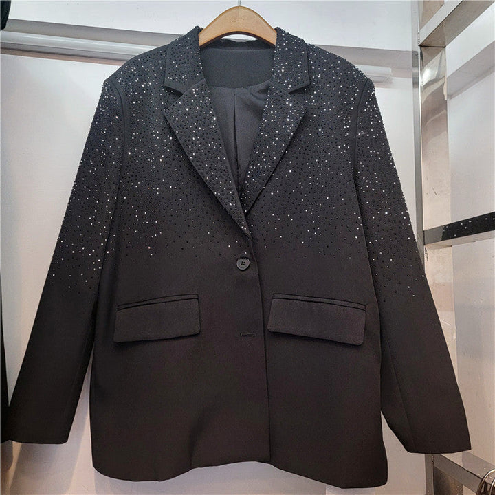 Paljettblazer | Oversized | Lång | Svart Blazer | Blazer för Kvinnor