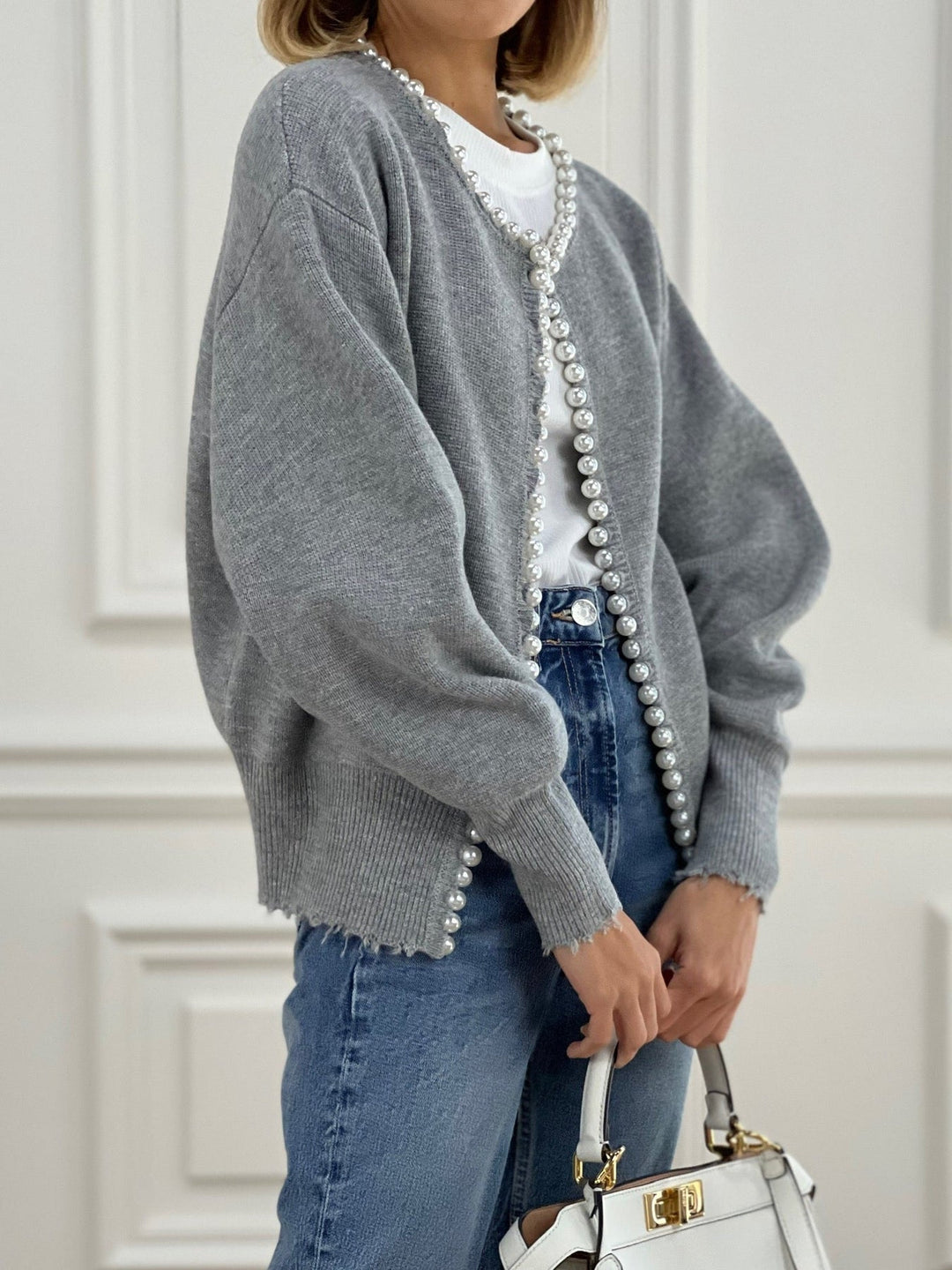 Pärlkofta | Oversized | Loose Fit | Stickad Cardigan | Damstickat
