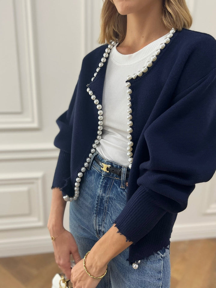 Pärlkofta | Oversized | Loose Fit | Stickad Cardigan | Damstickat