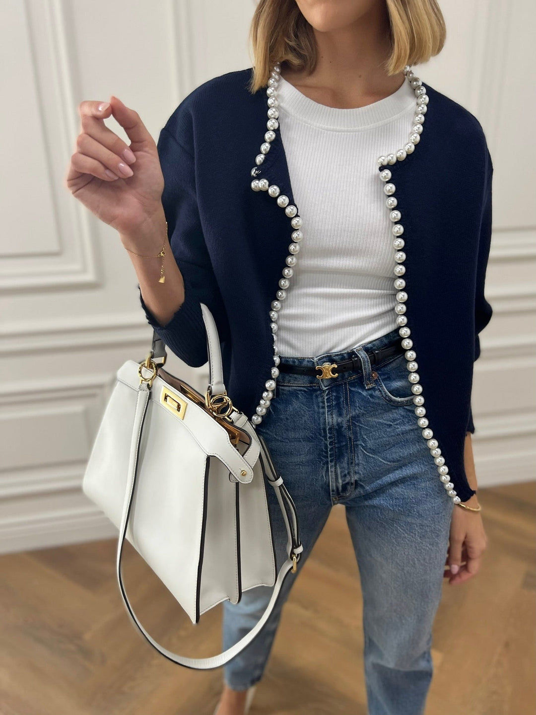 Pärlkofta | Oversized | Loose Fit | Stickad Cardigan | Damstickat