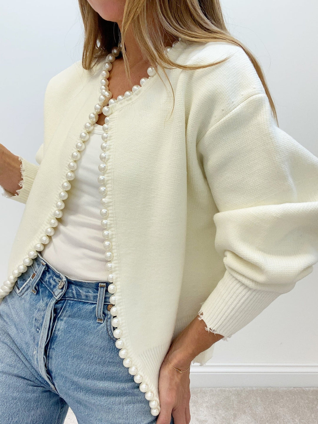 Pärlkofta | Oversized | Loose Fit | Stickad Cardigan | Damstickat