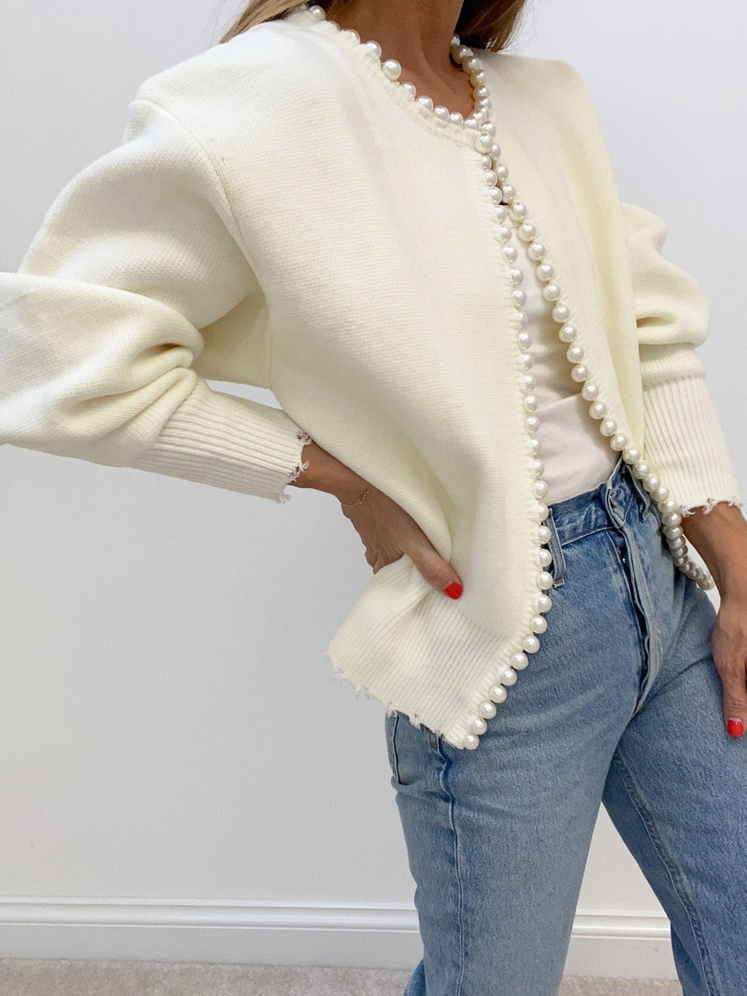 Pärlkofta | Oversized | Loose Fit | Stickad Cardigan | Damstickat