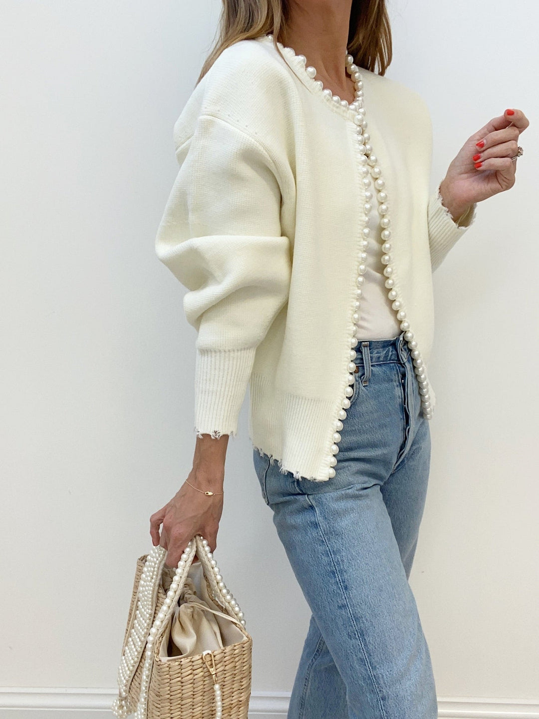 Pärlkofta | Oversized | Loose Fit | Stickad Cardigan | Damstickat