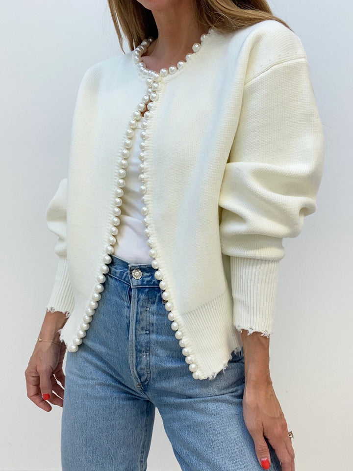 Pärlkofta | Oversized | Loose Fit | Stickad Cardigan | Damstickat