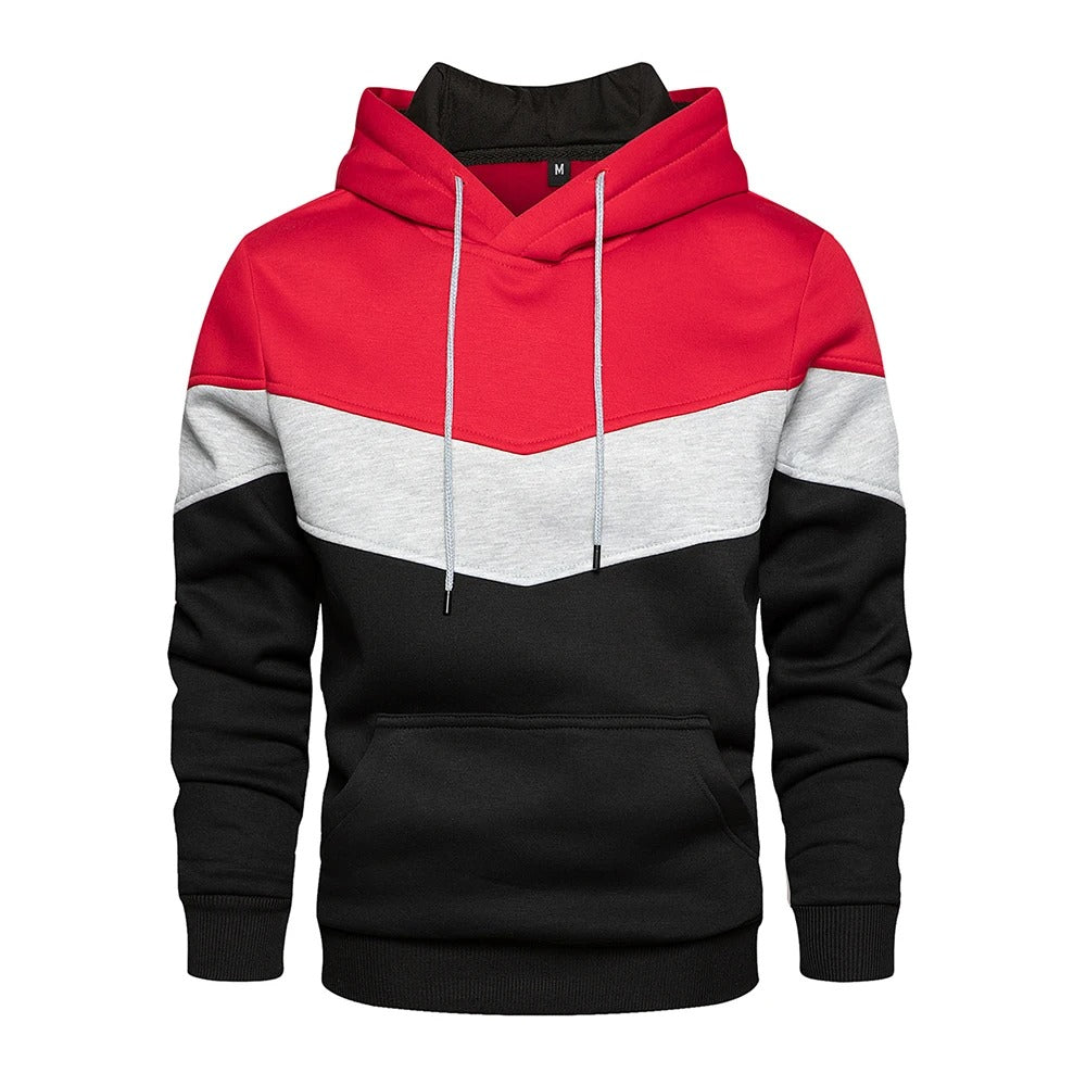 Patchwork Fleece Hoodie för män med unik design