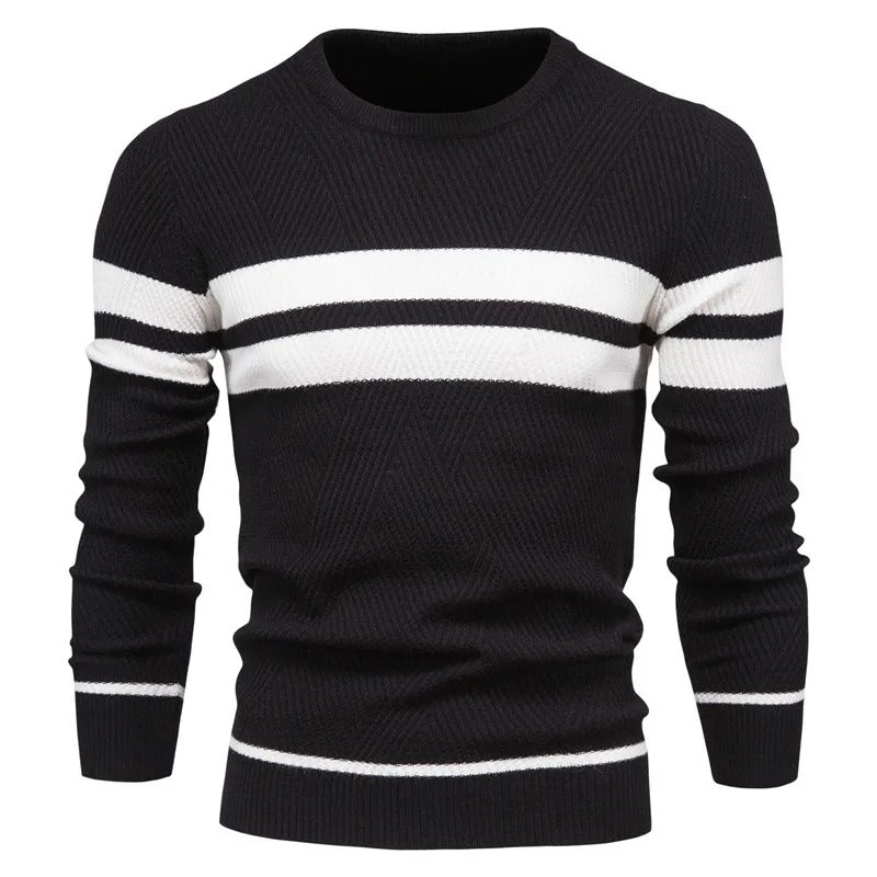Patchwork-pullover med O-ringning för män