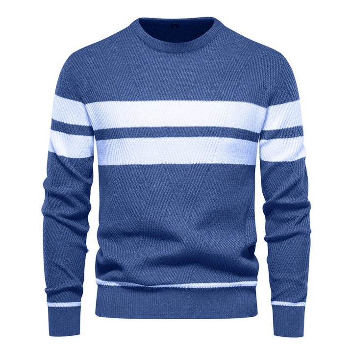 Patchwork-pullover med O-ringning för män