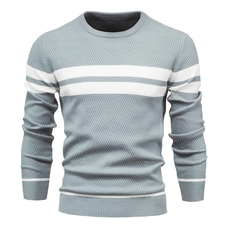 Patchwork-pullover med O-ringning för män