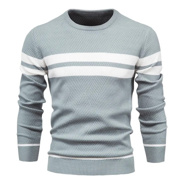 Patchwork-pullover med O-ringning för män