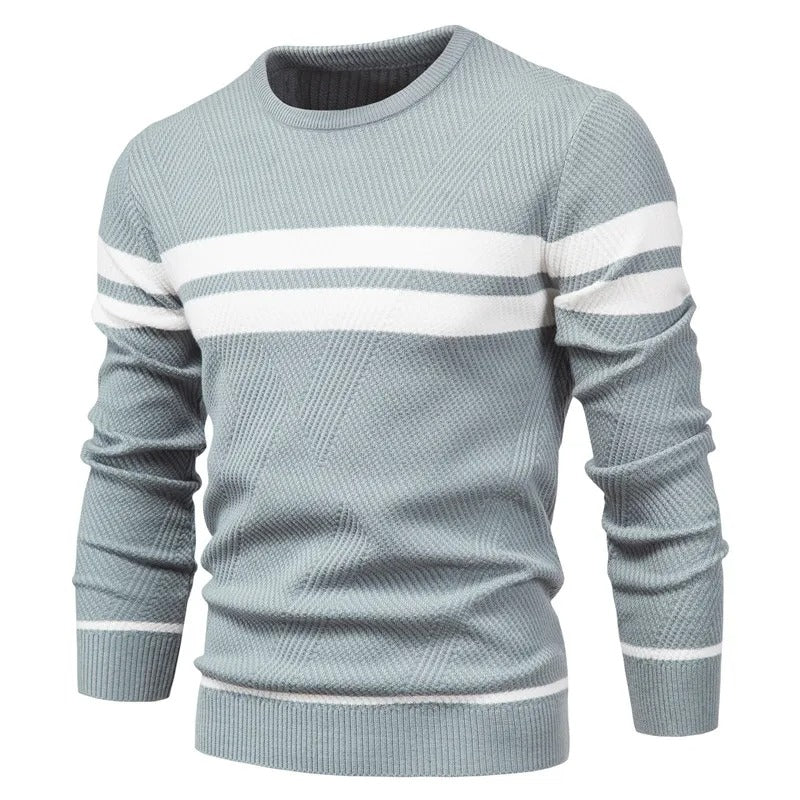 Patchwork-pullover med O-ringning för män