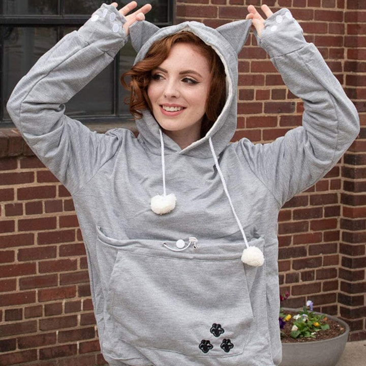 Pet Pouch Hoodie | Långärmad | Pet Carrier | Cat Pouch Hoodie | Dog Carrier Sweatshirt