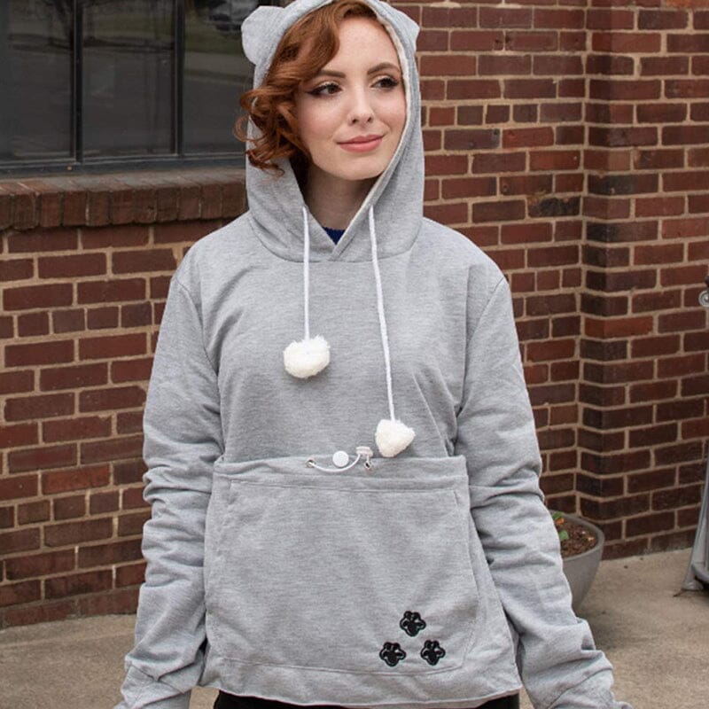 Pet Pouch Hoodie | Långärmad | Pet Carrier | Cat Pouch Hoodie | Dog Carrier Sweatshirt