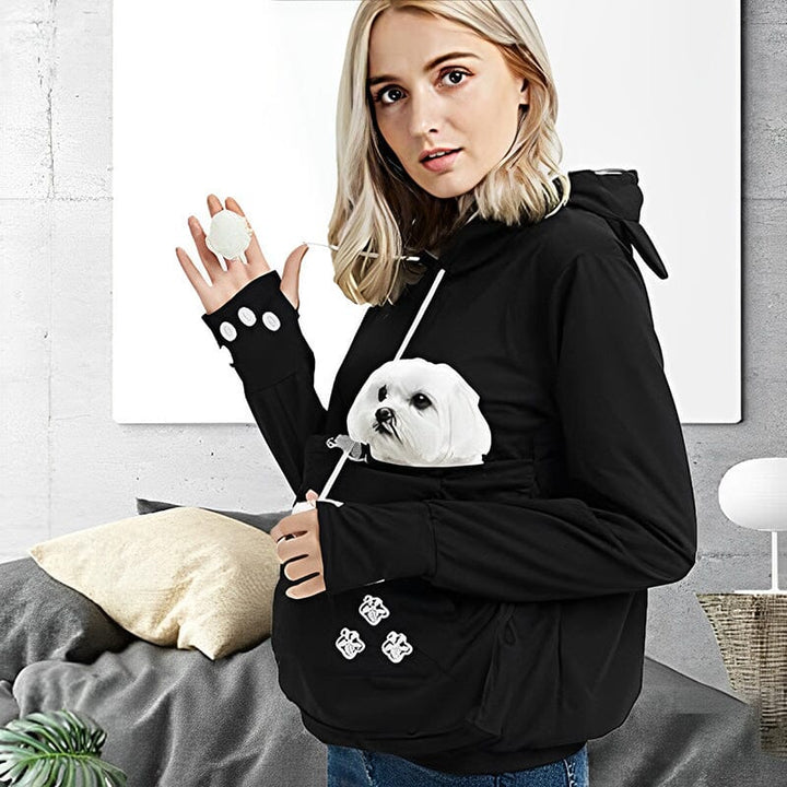 Pet Pouch Hoodie | Långärmad | Pet Carrier | Cat Pouch Hoodie | Dog Carrier Sweatshirt