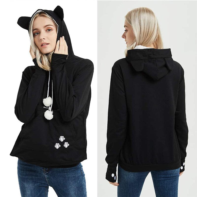 Pet Pouch Hoodie | Långärmad | Pet Carrier | Cat Pouch Hoodie | Dog Carrier Sweatshirt