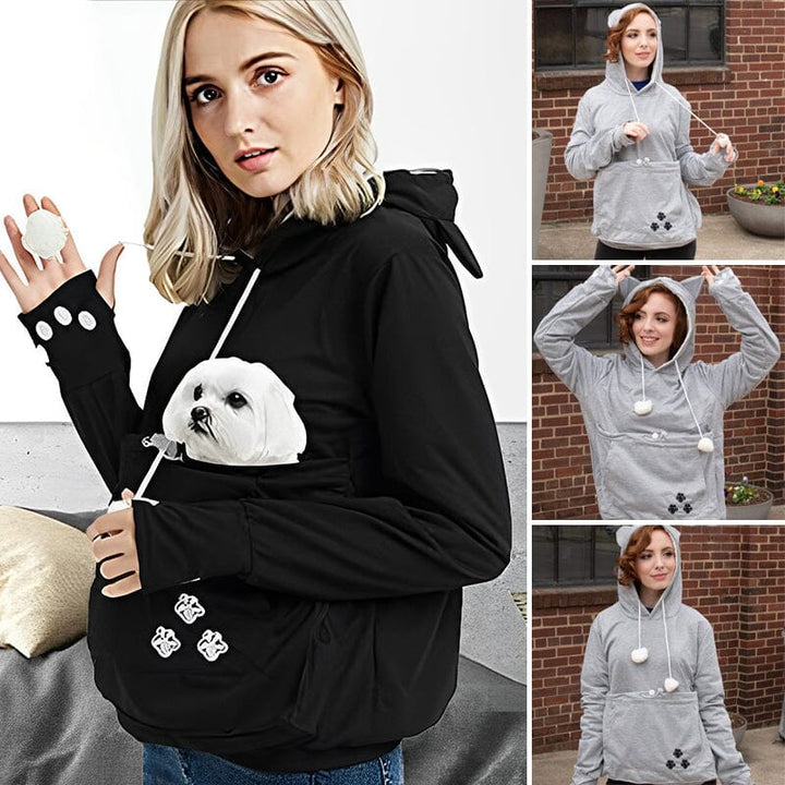 Pet Pouch Hoodie | Långärmad | Pet Carrier | Cat Pouch Hoodie | Dog Carrier Sweatshirt