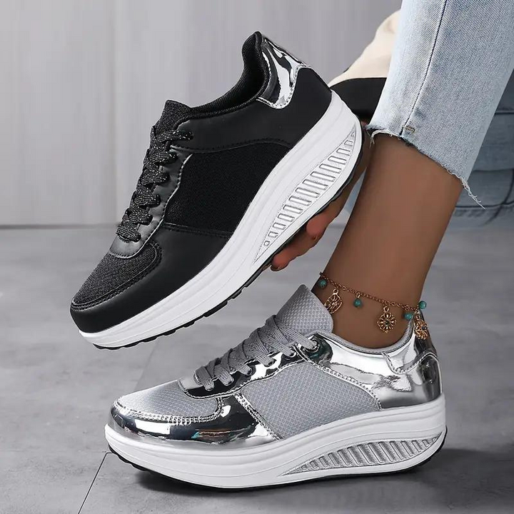 Plattform Sneakers, Bekväma, Snörning, Damskor, Sneakers i mesh