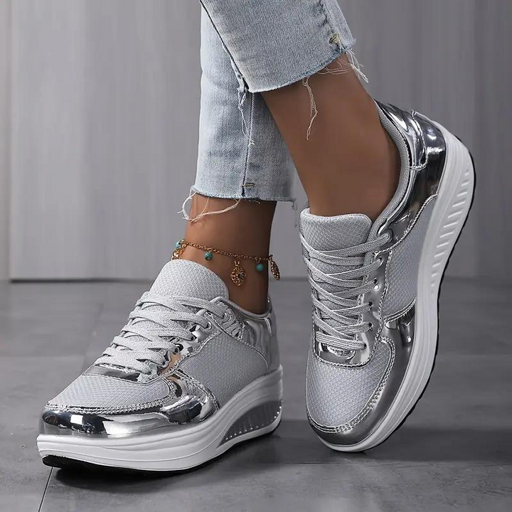 Plattform Sneakers, Bekväma, Snörning, Damskor, Sneakers i mesh