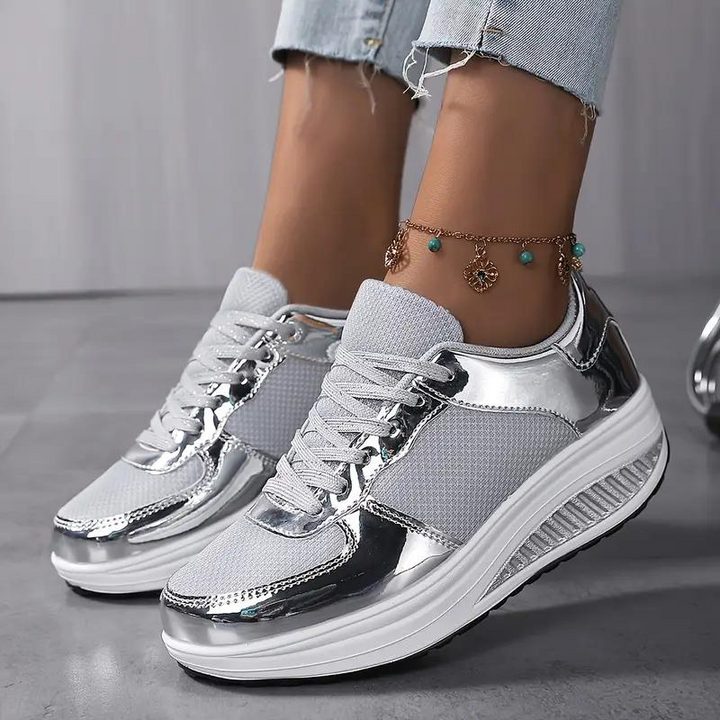 Plattform Sneakers, Bekväma, Snörning, Damskor, Sneakers i mesh