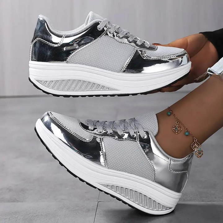 Plattform Sneakers, Bekväma, Snörning, Damskor, Sneakers i mesh