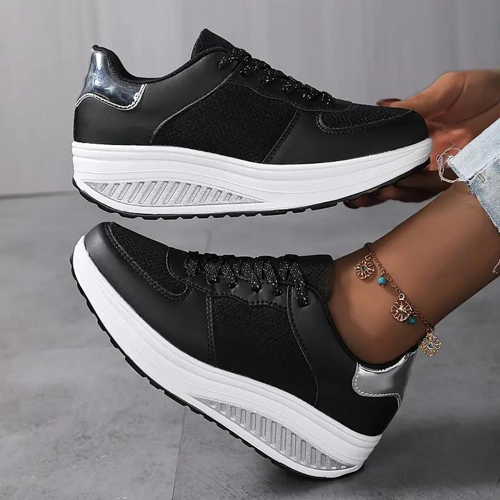 Plattform Sneakers, Bekväma, Snörning, Damskor, Sneakers i mesh