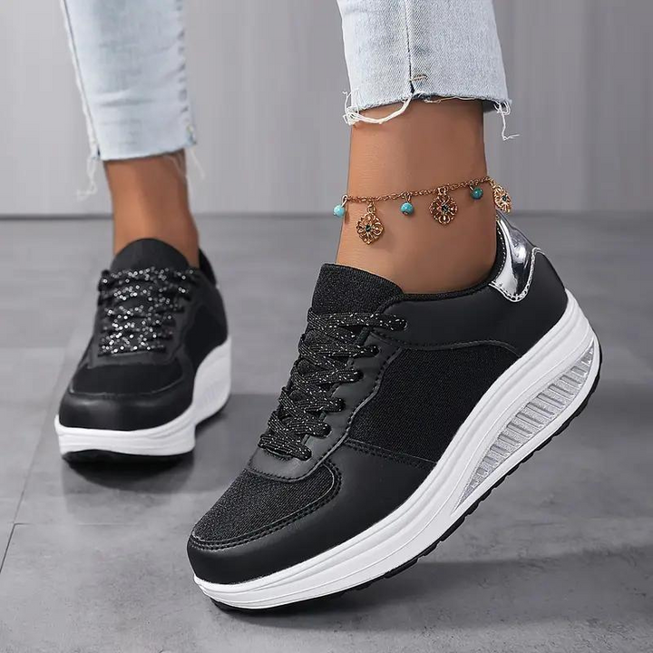 Plattform Sneakers, Bekväma, Snörning, Damskor, Sneakers i mesh