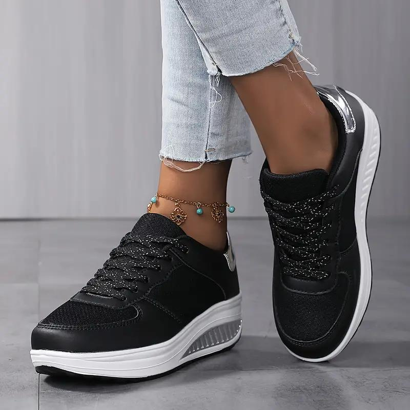 Plattform Sneakers, Bekväma, Snörning, Damskor, Sneakers i mesh