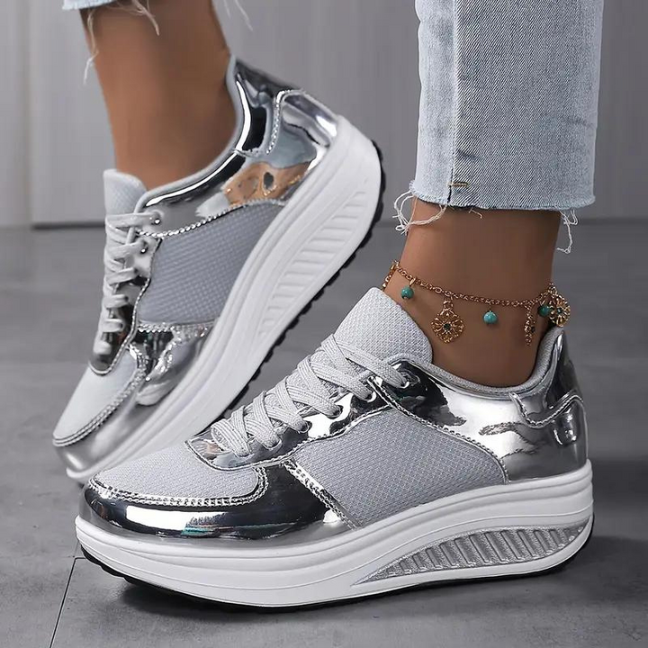 Plattform Sneakers, Bekväma, Snörning, Damskor, Sneakers i mesh