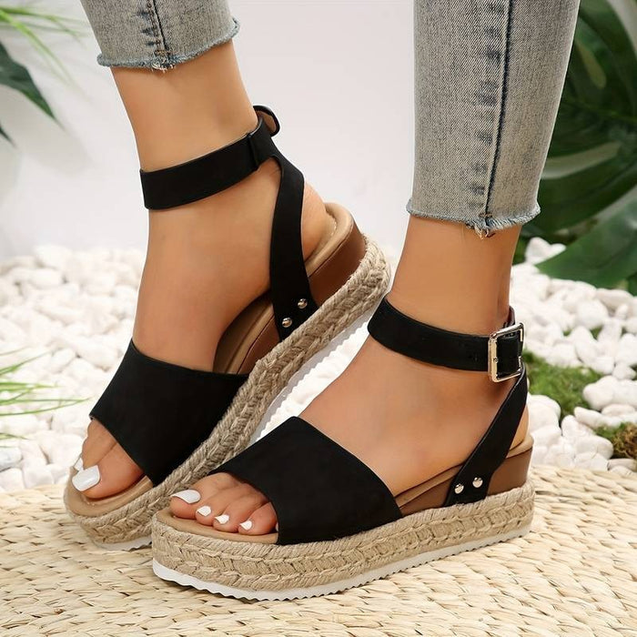 Plattformsandaler | Ankelrem | Boho | Espadrillesandaler | Dam sandaler