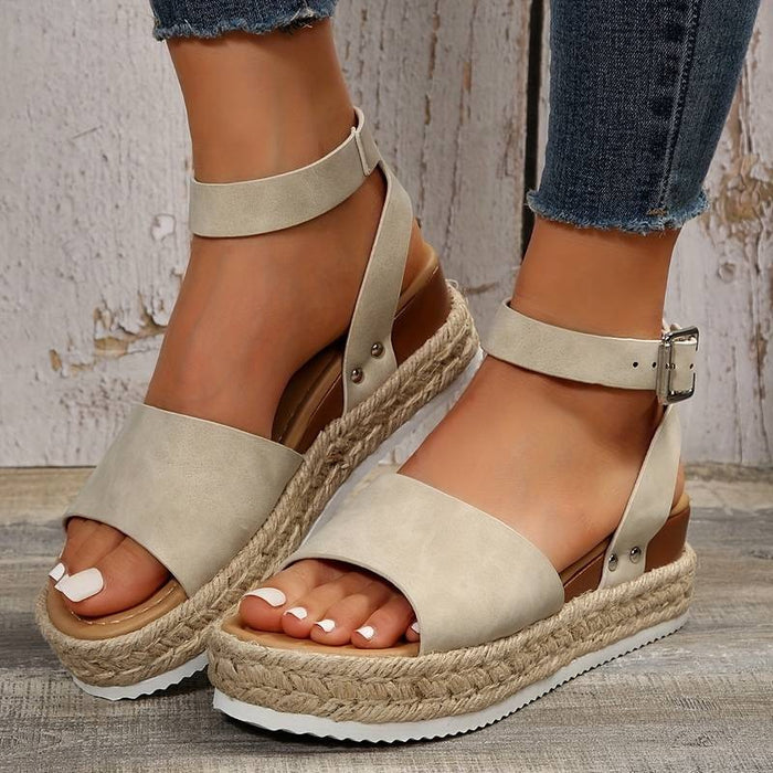 Plattformsandaler | Ankelrem | Boho | Espadrillesandaler | Dam sandaler