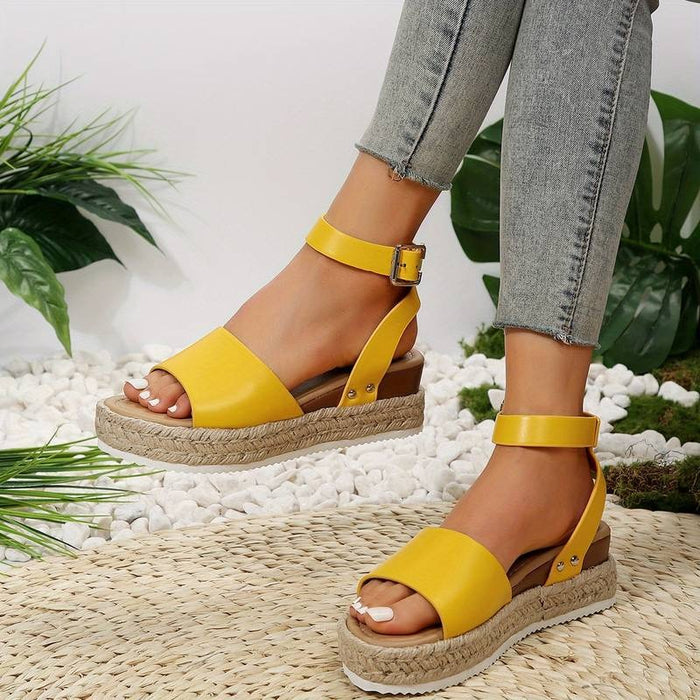Plattformsandaler | Ankelrem | Boho | Espadrillesandaler | Dam sandaler