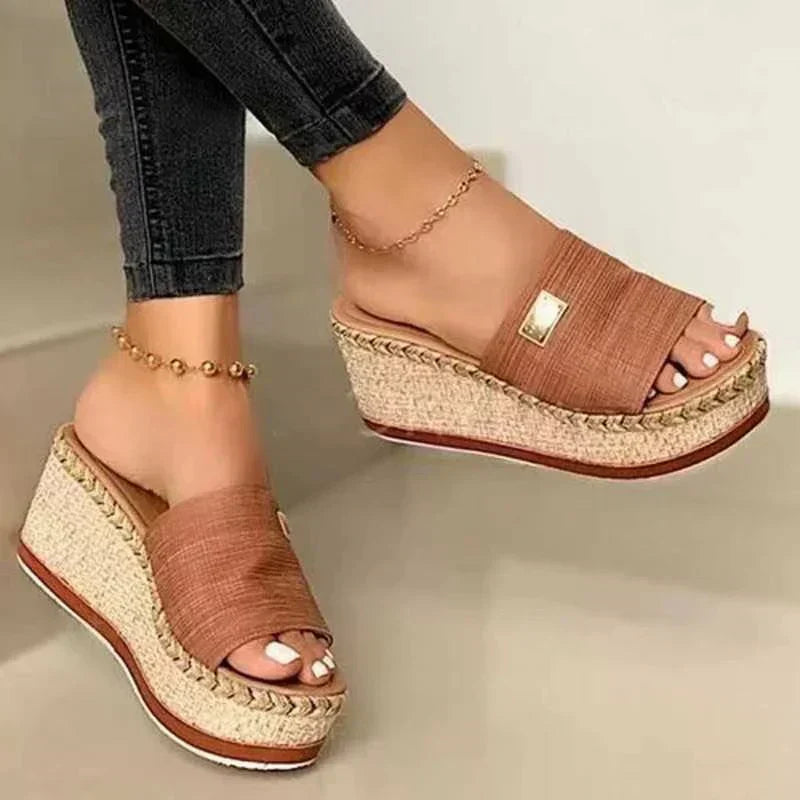Plattformsandaler | Halm | Slip-on | Plattformsandaler | Dam sandaler