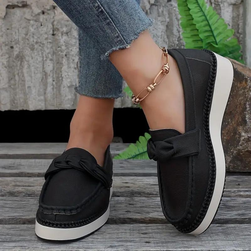 Plattformsloafers, rund tå, bekväma, slip on-skor, damskor