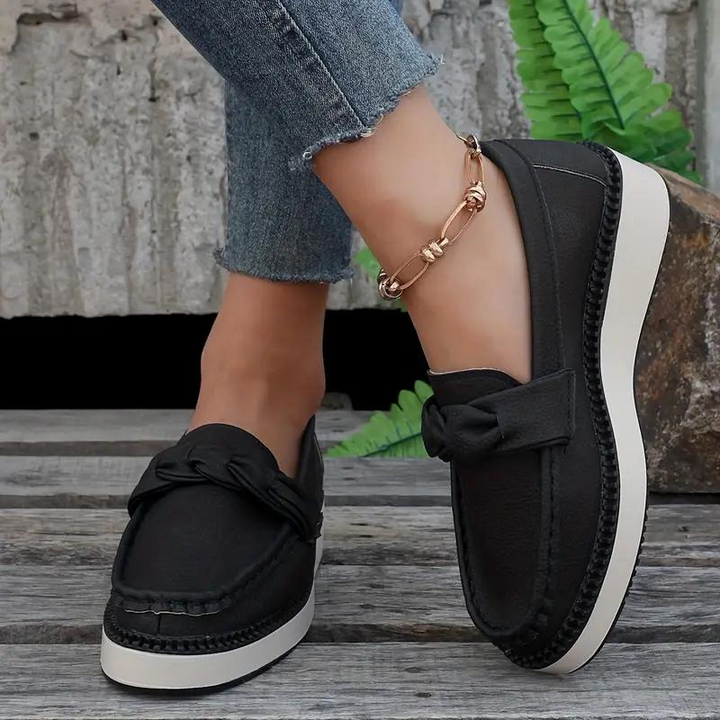 Plattformsloafers, rund tå, bekväma, slip on-skor, damskor