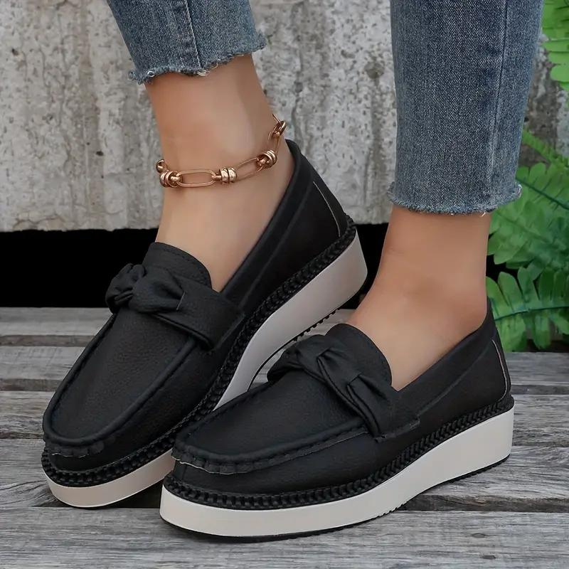 Plattformsloafers, rund tå, bekväma, slip on-skor, damskor