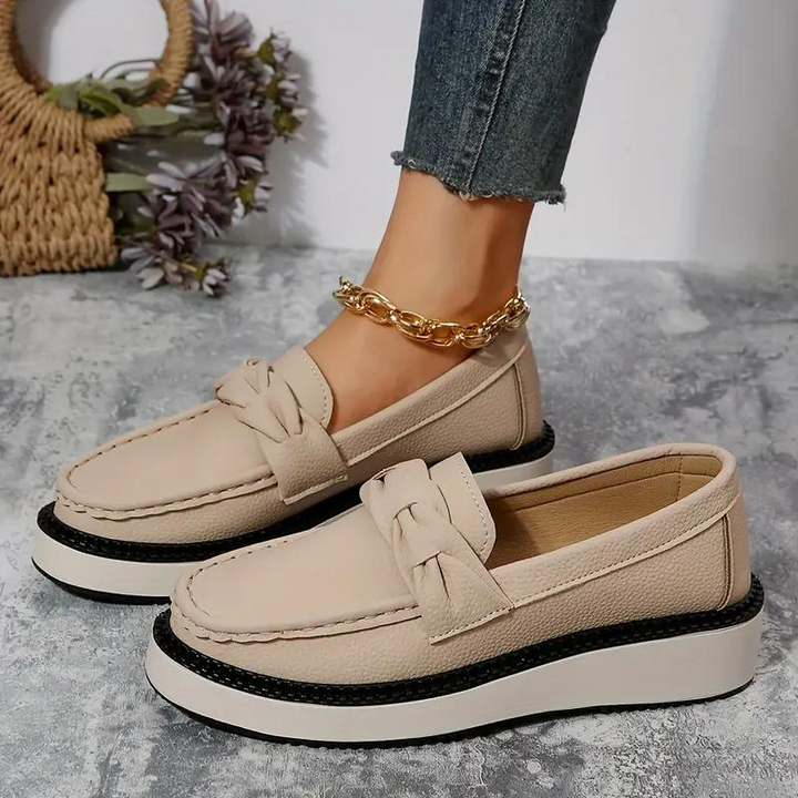 Plattformsloafers, rund tå, bekväma, slip on-skor, damskor