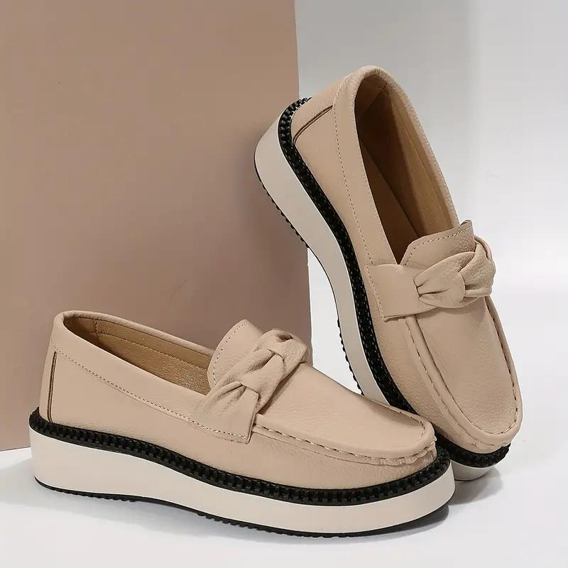 Plattformsloafers, rund tå, bekväma, slip on-skor, damskor