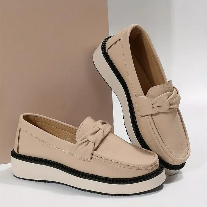 Plattformsloafers, rund tå, bekväma, slip on-skor, damskor