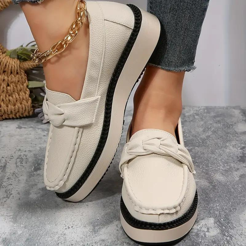 Plattformsloafers, rund tå, bekväma, slip on-skor, damskor