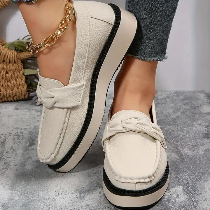 Plattformsloafers, rund tå, bekväma, slip on-skor, damskor