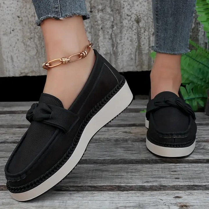 Plattformsloafers, rund tå, bekväma, slip on-skor, damskor