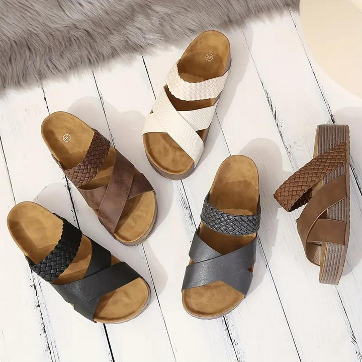 Plattformsskor - Slip On - Korsband - Sommarskor - Sandaler för kvinnor