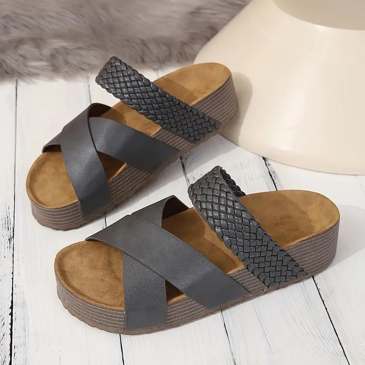 Plattformsskor - Slip On - Korsband - Sommarskor - Sandaler för kvinnor