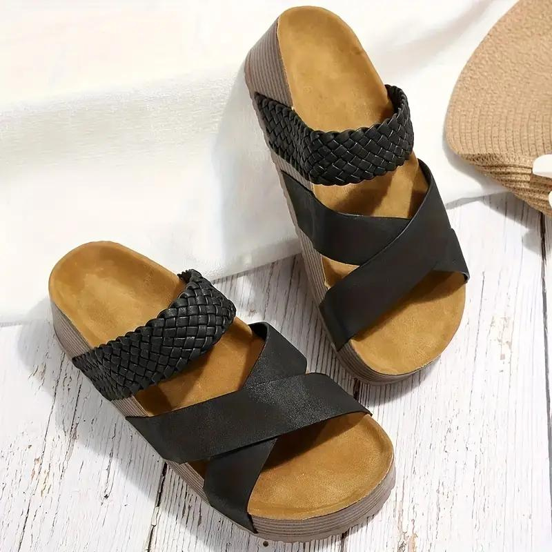 Plattformsskor - Slip On - Korsband - Sommarskor - Sandaler för kvinnor