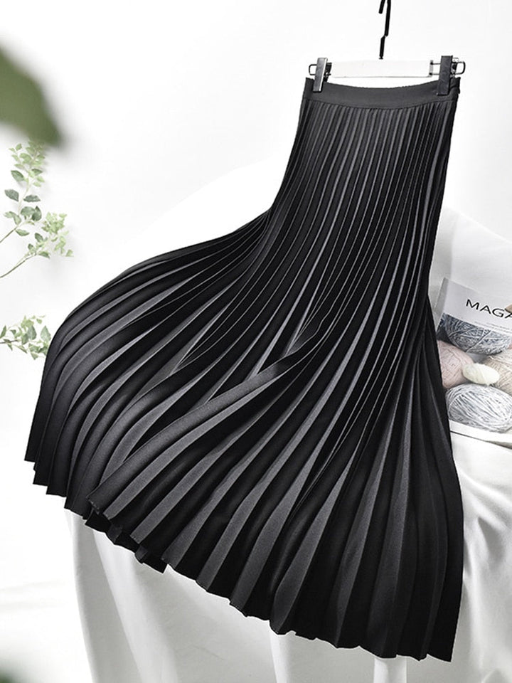 Plisserad kjol | Elegant | Hög midja | Maxikjol | Kjolar för kvinnor