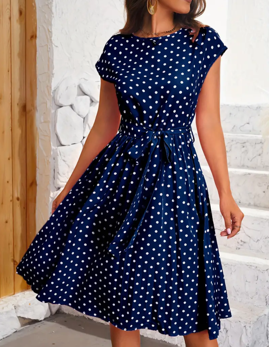 Polka Dot Dress | Vintage | Tie Waist | 1950-talsklänningar | Sommarklänning