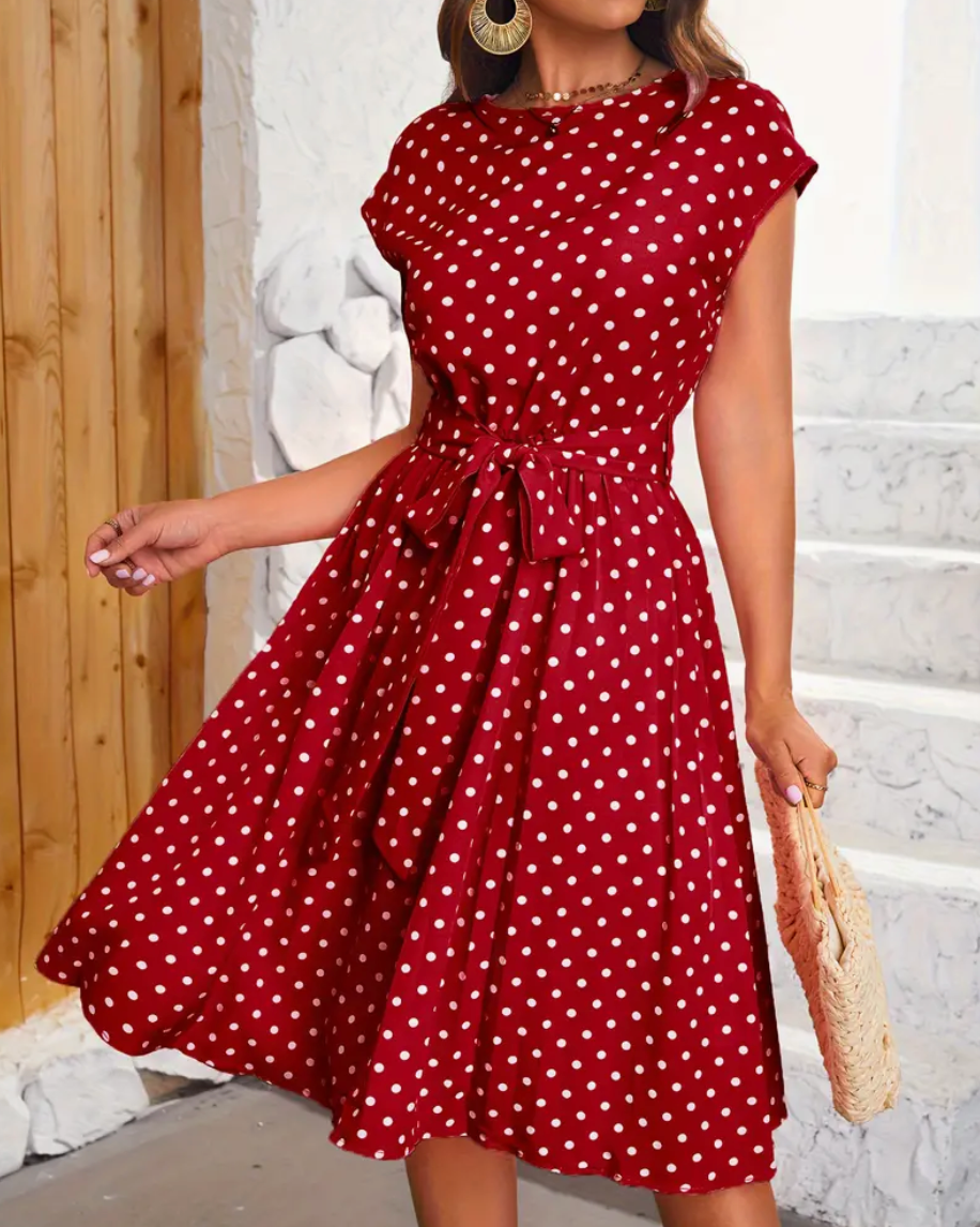 Polka Dot Dress | Vintage | Tie Waist | 1950-talsklänningar | Sommarklänning