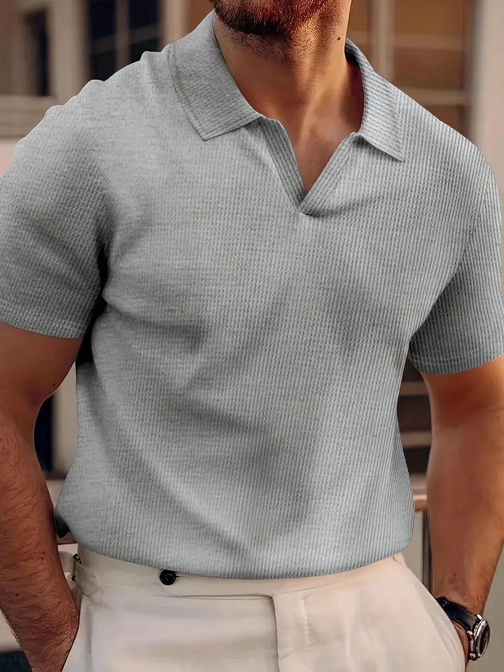 Polo T-Shirt - Kortärmad polotröja med V-nacke och krage för män