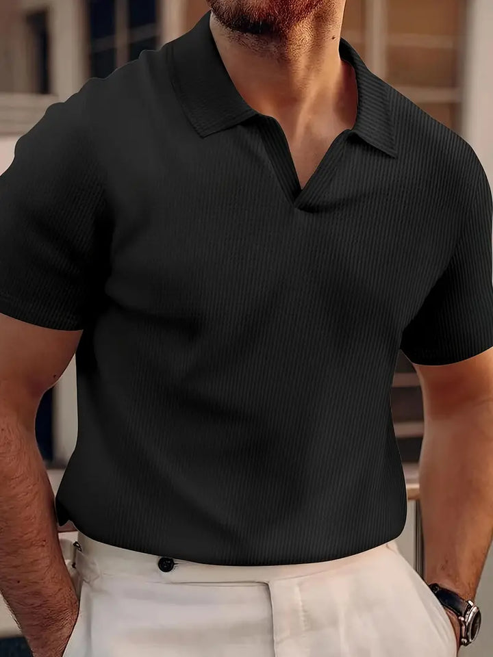 Polo T-Shirt - Kortärmad polotröja med V-nacke och krage för män