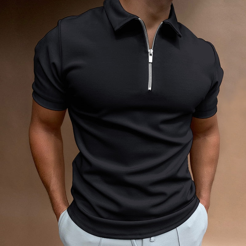 Polotröja- Half-Zip - Kortärmad - Polotröjor - Herrskjortor