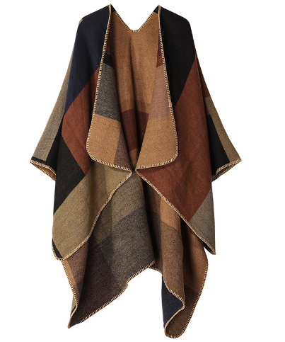 Poncho - Patchwork - Öppen fram - Poncho Cape - Damkläder